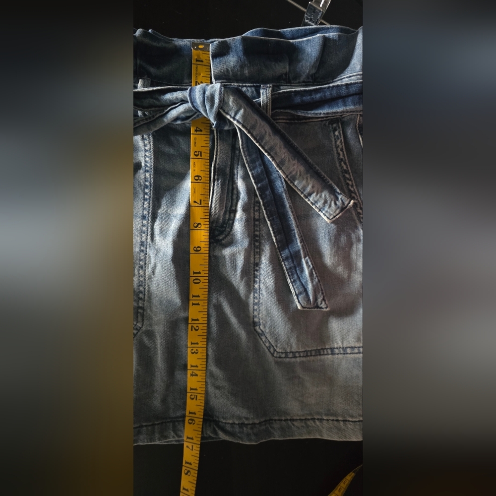 Free People Splendor In The Grass Paper Bag Tie Denim Mini Skirt - Picture 7 of 7